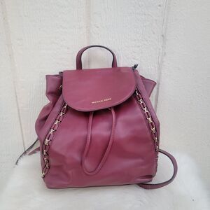 Michael Kors Sadie Leather backpack Mulberry(burgundy) Chain Detail
